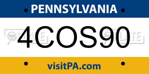 4COS90 Pennsylvania License Plate