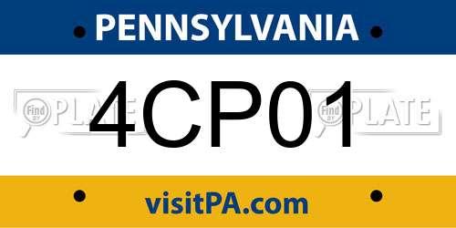 4CP01 Pennsylvania License Plate