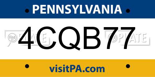 4CQB77 Pennsylvania License Plate