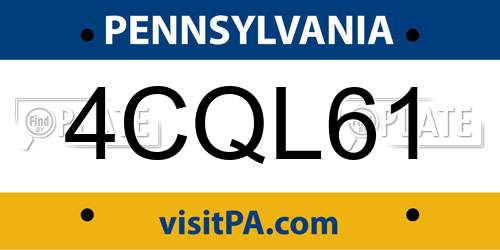 4CQL61 Pennsylvania License Plate