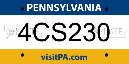 4CS230 Pennsylvania License Plate