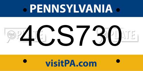 4CS730 Pennsylvania License Plate