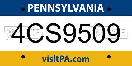 4CS9509 Pennsylvania License Plate
