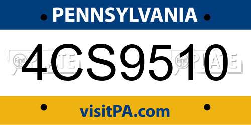 4CS9510 Pennsylvania License Plate
