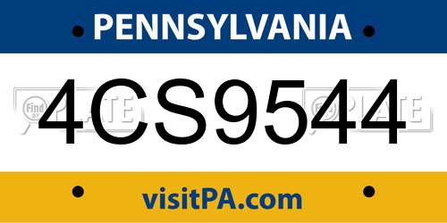 4CS9544 Pennsylvania License Plate