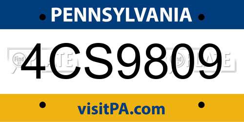 4CS9809 Pennsylvania License Plate