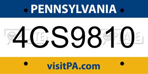4CS9810 Pennsylvania License Plate