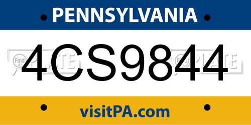 4CS9844 Pennsylvania License Plate