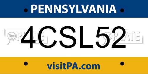 4CSL52 Pennsylvania License Plate