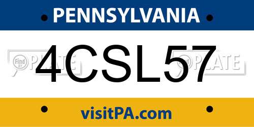 4CSL57 Pennsylvania License Plate