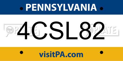 4CSL82 Pennsylvania License Plate
