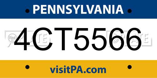 4CT5566 Pennsylvania License Plate
