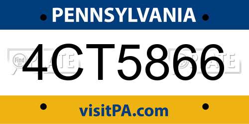4CT5866 Pennsylvania License Plate