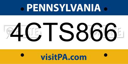 4CTS866 Pennsylvania License Plate