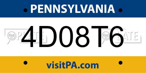 4D08T6 Pennsylvania License Plate