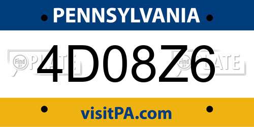 4D08Z6 Pennsylvania License Plate