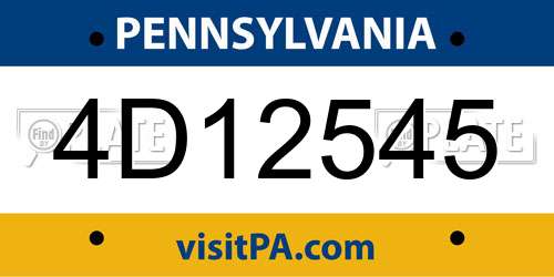 4D12545 Pennsylvania License Plate