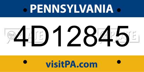 4D12845 Pennsylvania License Plate