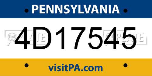 4D17545 Pennsylvania License Plate