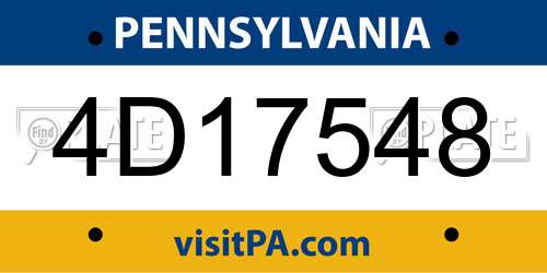 4D17548 Pennsylvania License Plate