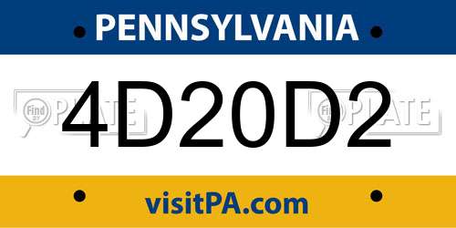 4D20D2 Pennsylvania License Plate