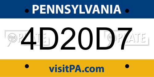 4D20D7 Pennsylvania License Plate