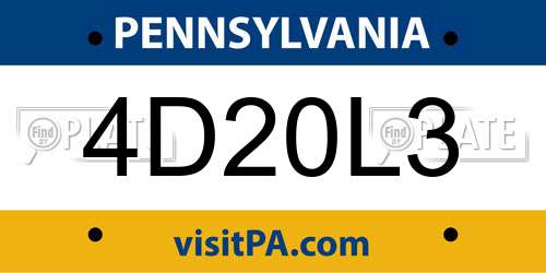 4D20L3 Pennsylvania License Plate
