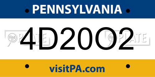 4D20O2 Pennsylvania License Plate