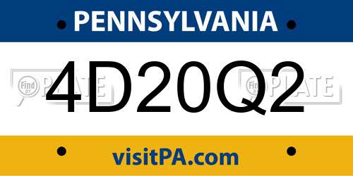 4D20Q2 Pennsylvania License Plate