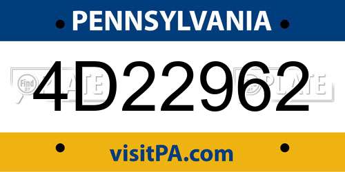 4D22962 Pennsylvania License Plate