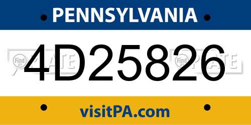 4D25826 Pennsylvania License Plate