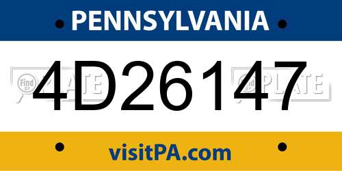 4D26147 Pennsylvania License Plate