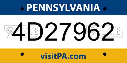 4D27962 Pennsylvania License Plate