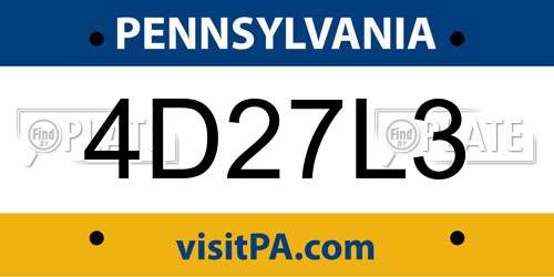 4D27L3 Pennsylvania License Plate