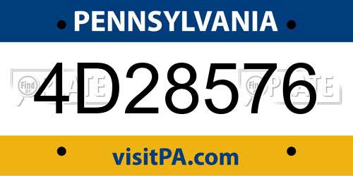 4D28576 Pennsylvania License Plate