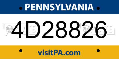 4D28826 Pennsylvania License Plate