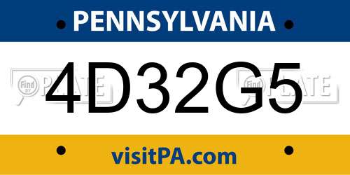 4D32G5 Pennsylvania License Plate