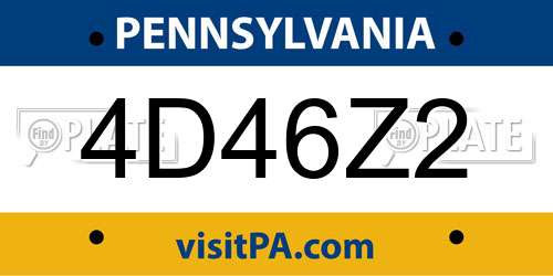 4D46Z2 Pennsylvania License Plate