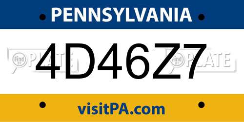 4D46Z7 Pennsylvania License Plate
