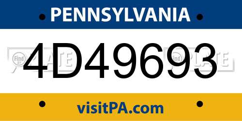 4D49693 Pennsylvania License Plate