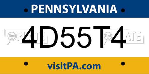 4D55T4 Pennsylvania License Plate