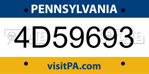 4D59693 Pennsylvania License Plate