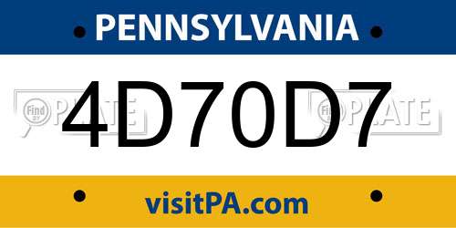 4D70D7 Pennsylvania License Plate