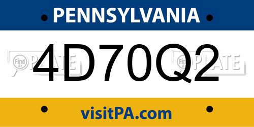 4D70Q2 Pennsylvania License Plate