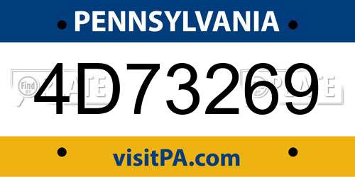 4D73269 Pennsylvania License Plate