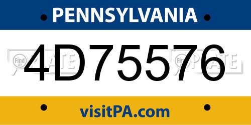 4D75576 Pennsylvania License Plate