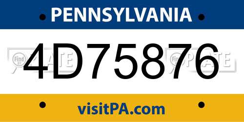 4D75876 Pennsylvania License Plate
