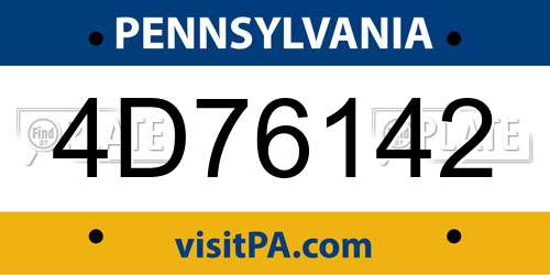 4D76142 Pennsylvania License Plate
