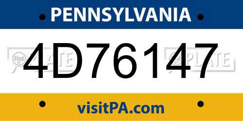 4D76147 Pennsylvania License Plate