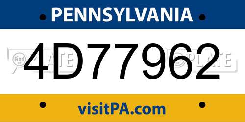 4D77962 Pennsylvania License Plate